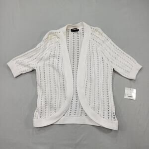 Liz Claiborne Womens Open Front Cardigan Size L Crochet Coquette Soft Romantic